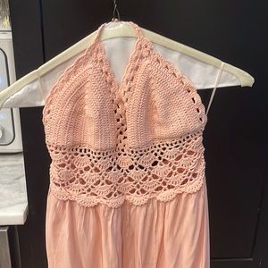 Peach color maxi dress